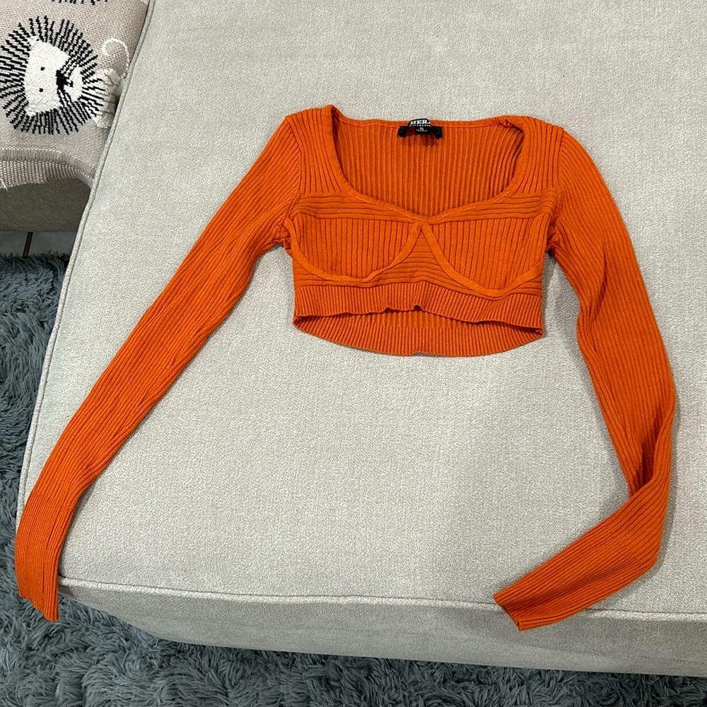 Long sleeve cropped bustier top